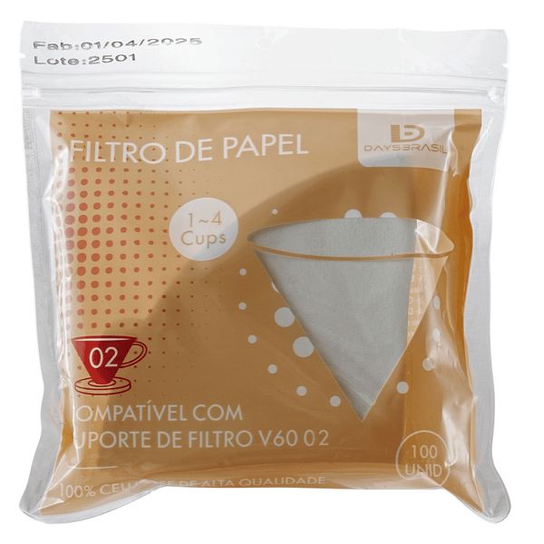 FILTRO DE PAPEL CÔNICO PARA CAFÉ TIPO "V60" TAM-02 - DAYSBRASIL