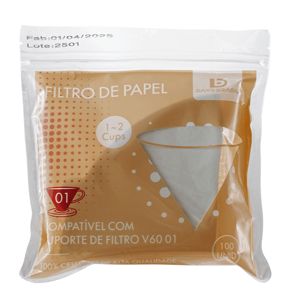 FILTRO DE PAPEL CÔNICO PARA CAFÉ TIPO "V60" TAM-01 - DAYSBRASIL