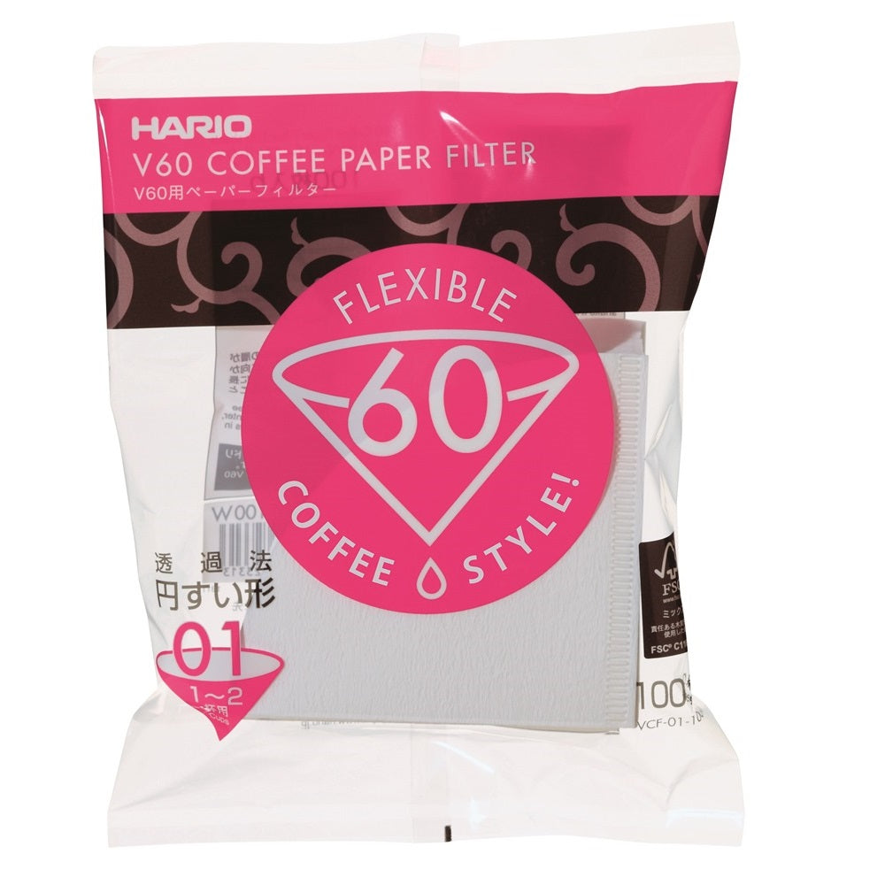 Filtro de Papel Hario V60 01 Branco - 100un - Urbe Café