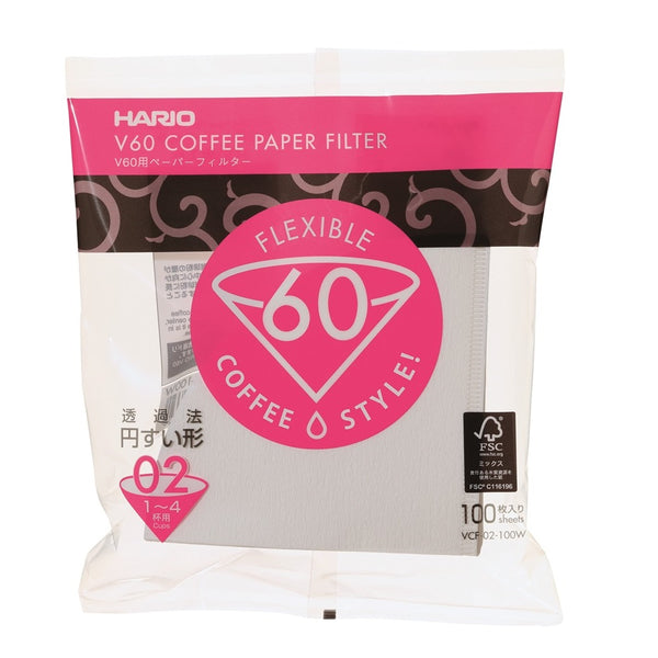 Filtro de Papel Hario V60 02 Branco - 100un - Urbe Café