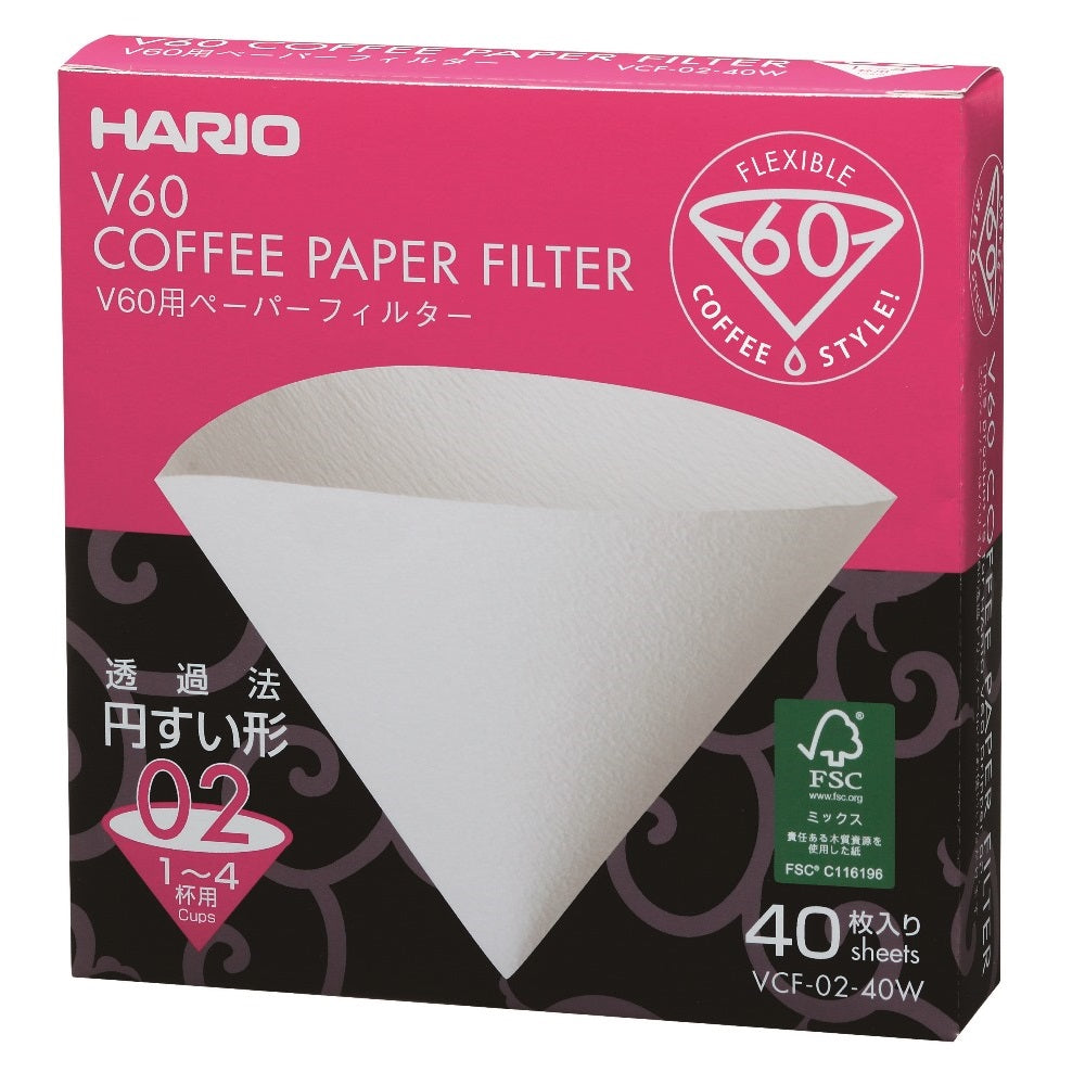 Filtro de Papel Hario V60 02 Branco - 40un - Urbe Café