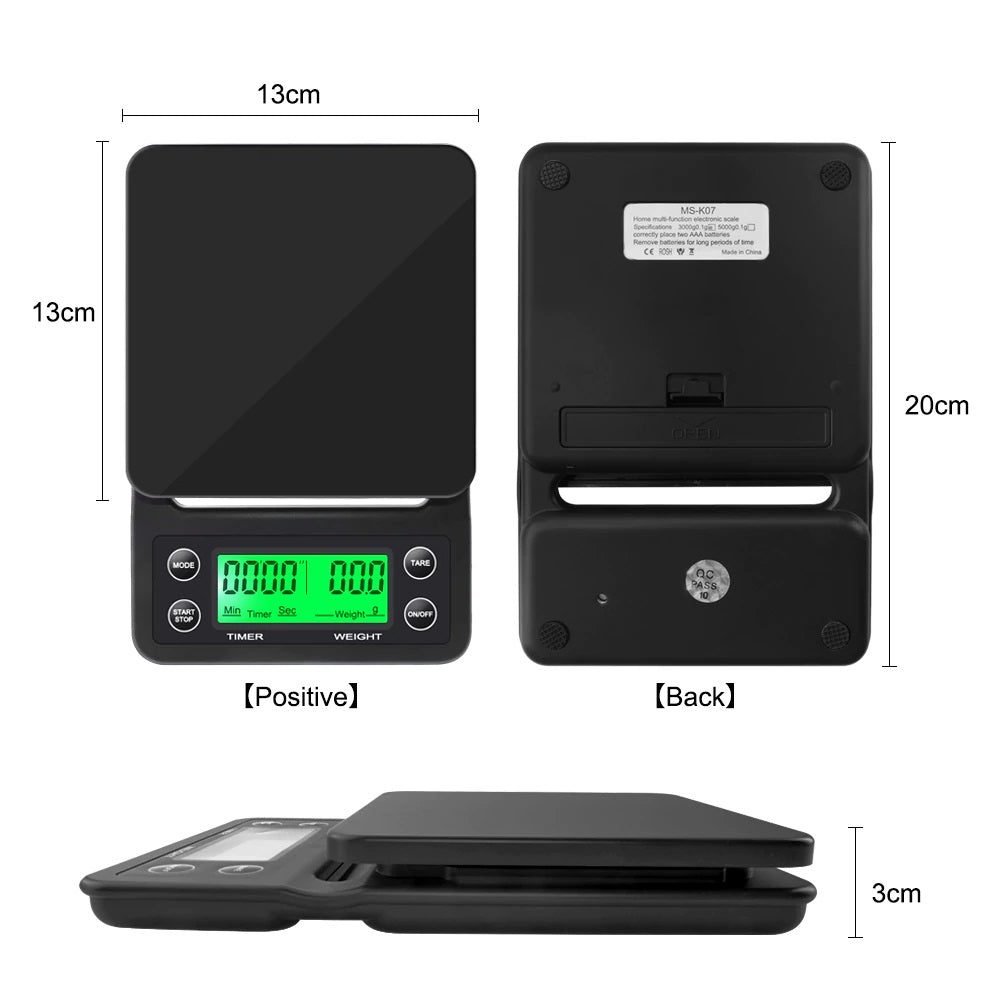 Balança e Cronometro Digital Preto - 5kg